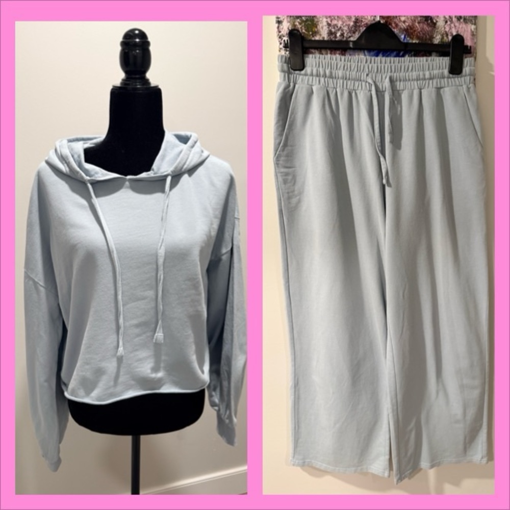 Sugarlips Light Blue Two-Piece Hoodie & Wide-Leg Pants Set